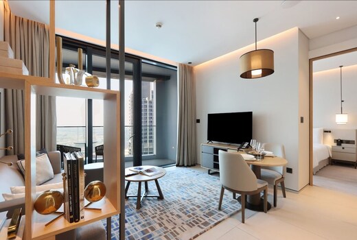 ELIVAAS Curated 1BHK with Marina and Partial Sea Views