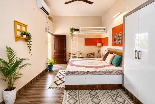 Varanasi Heritage Suite with Loft Bed, Kitchen & AC Near BSBS railway station