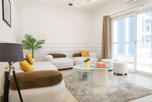 Yuna by The BigBear | 3BHK Luxe White Themed Appartment