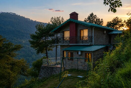 Lake View 3BHK w Pool in Bhimtal |Gargi Cottages