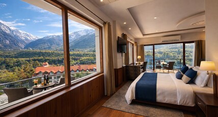 Manali Valley Resorts Room Type - King room with balcony (AC hot and cold)