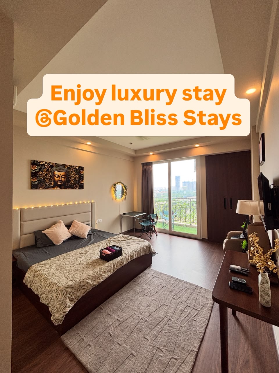 Golden Bliss studio | Private balcony with Best city view - Tap to explore photos