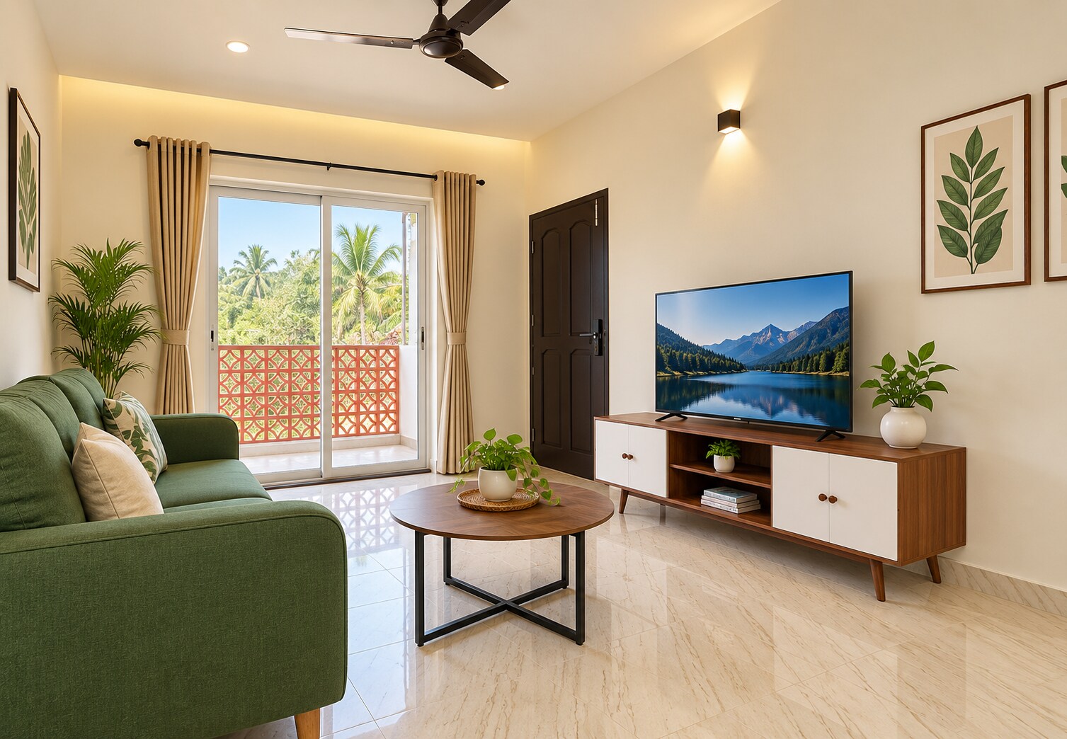 VAR Zen Haus 1 AC 2BHK Pvt Garden 8 Min Beach - Tap to explore photos