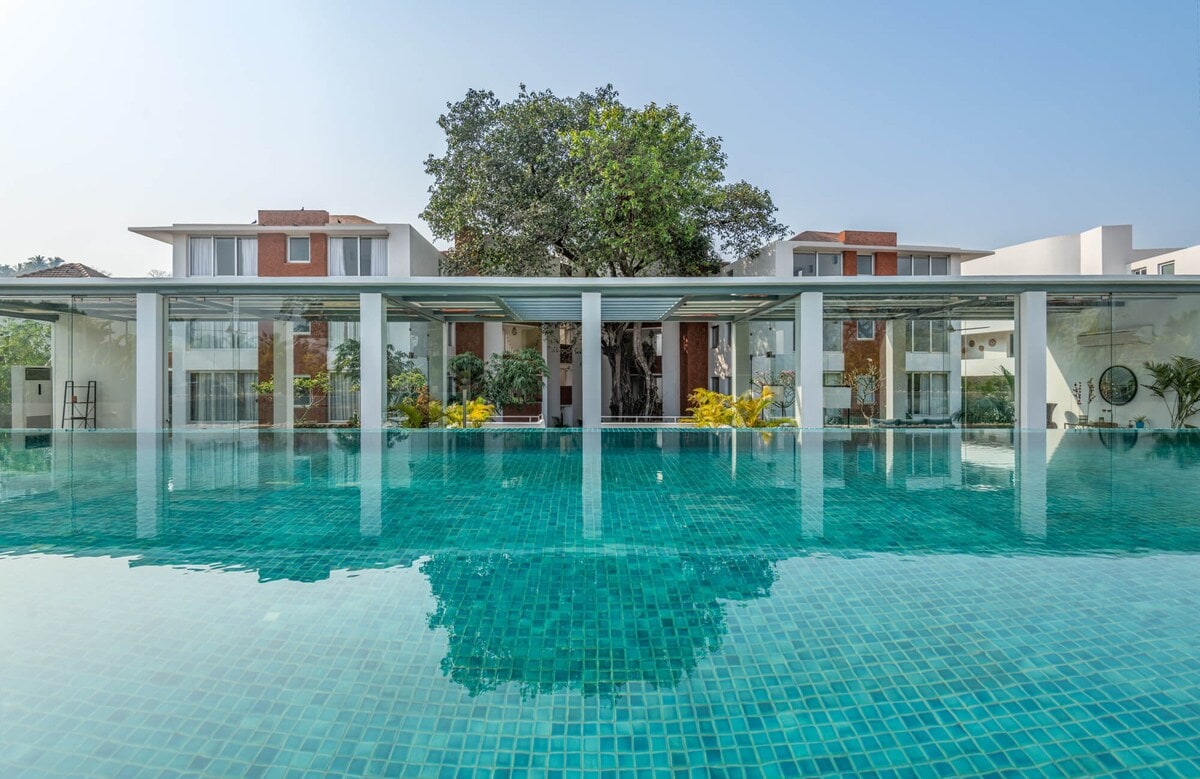 Modern 2BHK Apartment with Rooftop Pool near Candolim | Hireavilla - Tap to explore photos