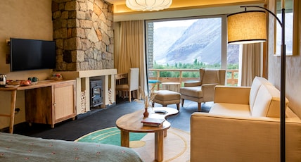Stonehedge Ladakh Room Type - Premier Luxe with Private Balcony + Bathtub+ Fireplace Stonehedge Ladakh Room Type - Premier Luxe with Private Balcony + Bathtub+ Fireplace