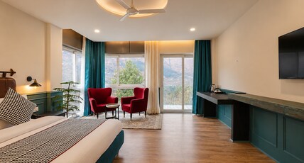 The Voyage Resort & Spa, Manali A Luxury Mountain Retreat Room Type - Mountain View Luxury room with Panoramic Bathtub & Balcony The Voyage Resort & Spa, Manali A Luxury Mountain Retreat Room Type - Mountain View Luxury room with Panoramic Bathtub & Balcony