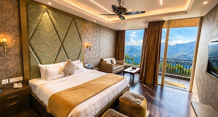 RAJMAAN SINGH ECO RESORTS Room Type - Kubera | Gold Theme | Balcony | Mountain and valley view RAJMAAN SINGH ECO RESORTS Room Type - Kubera | Gold Theme | Balcony | Mountain and valley view