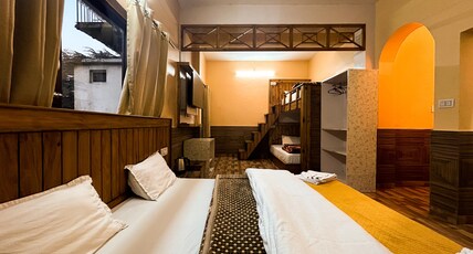Hotel Vacation Home Room Type - Majestic, wooden Interior four bedded room-Mountain view private Balcony