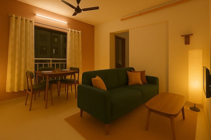 Mellow Homes | Spacious 1BHK Apartment Just 30 Mins From Airport - Tap to explore photos
