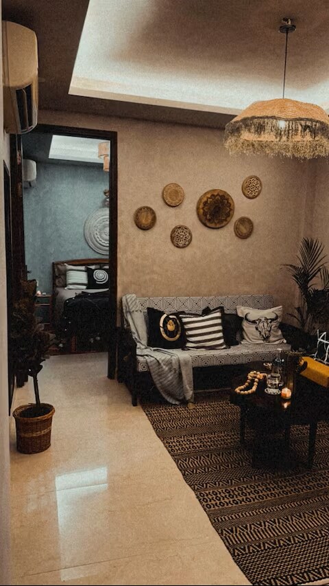 Mandala Maasai South Ex II Afro bohemian 2BHK - Tap to explore photos