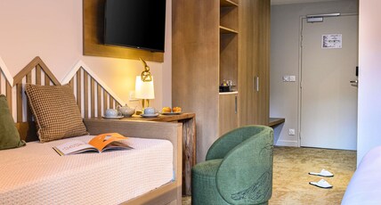 Mercure Ax Les Thermes (Opening April 2025) Room Type - Family Privilege Room, double bed, pull-out bed for 2, balcony, mount