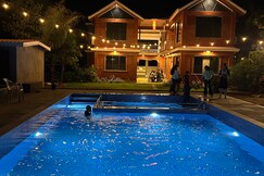 Red stone farm house