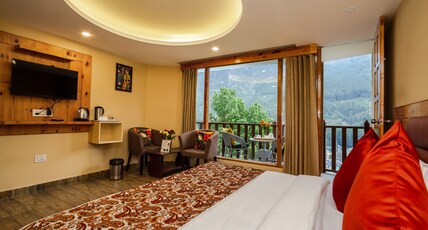 De Prashant -1 kms from Mall Road, Manali Room Type - Mountain view Room with balcony ground floor De Prashant -1 kms from Mall Road, Manali Room Type - Mountain view Room with balcony ground floor