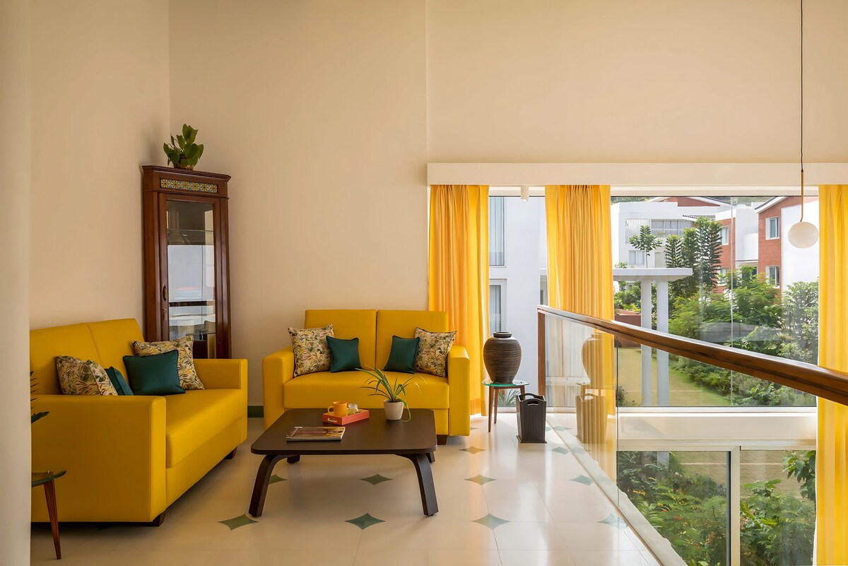 Designer 2BHK duplex Apt w/ Rooftop & Pool by Savera Stays - Tap to explore photos