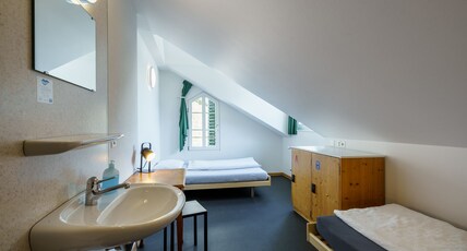 Backpackers Villa Sonnenhof - Hostel Interlaken Room Type - Eco Twin Room - 1 queen bed and 1 single bed