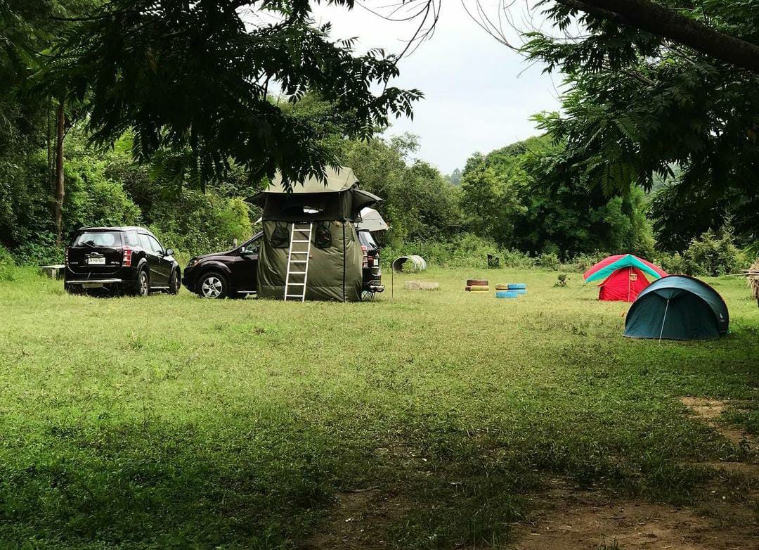 Tents in a forest - Tap to explore photos