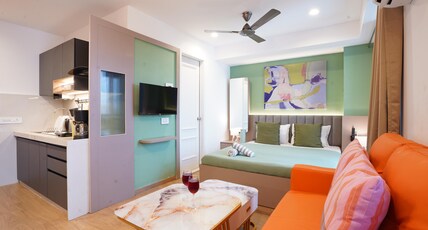 Luxora Stays | Beside Airport | Entire Apartments Room Type - A509|Airport view from roof| Inverter backup |Coffee maker
