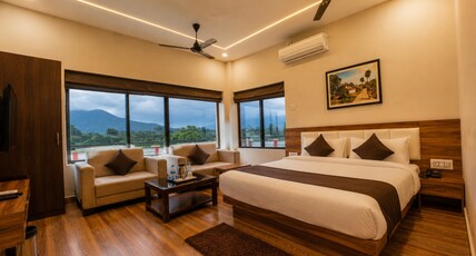 Chhau Palash Villa Baranti Room Type - Cottage Deluxe King Bed Room with Hill View Chhau Palash Villa Baranti Room Type - Cottage Deluxe King Bed Room with Hill View