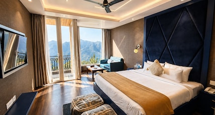 RAJMAAN SINGH ECO RESORTS Room Type - Mayura | Blue Theme | Balcony | Mountain and valley view RAJMAAN SINGH ECO RESORTS Room Type - Mayura | Blue Theme | Balcony | Mountain and valley view
