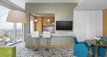 SOFITEL DUBAI DOWNTOWN Room Type - TWO BEDROOM DOWNTOWN SUITE, 1 Double bed and 2 Single beds, Airport Transfer included SOFITEL DUBAI DOWNTOWN Room Type - TWO BEDROOM DOWNTOWN SUITE, 1 Double bed and 2 Single beds, Airport Transfer included