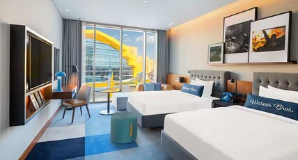 The WB Abu Dhabi, Curio Collection by Hilton - Free Theme Park Tickets Room Type - Two Double Beds Artist Room With Theme Park Access The WB Abu Dhabi, Curio Collection by Hilton - Free Theme Park Tickets Room Type - Two Double Beds Artist Room With Theme Park Access