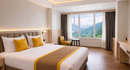 Hotel Mid Town (2 min to walk MG Marg) Room Type - Deluxe Room with Panoramic Mountain view