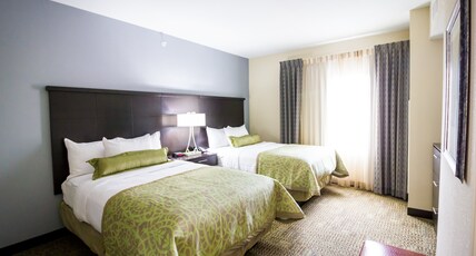 Staybridge Suites Plano - Legacy West Area, an IHG hotel Room Type - 2 Double Beds 1 Bedroom Suite Mobility Accessible Tub Staybridge Suites Plano - Legacy West Area, an IHG hotel Room Type - 2 Double Beds 1 Bedroom Suite Mobility Accessible Tub