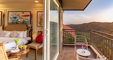 Maanvilla Resort Kumbhalgarh Room Type - Superior Valley view Room with Balcony and Private Sitout. Maanvilla Resort Kumbhalgarh Room Type - Superior Valley view Room with Balcony and Private Sitout.