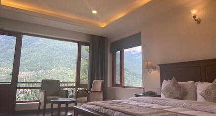 Aloka Resort, Manali (Luxury In the Heart of Himalayas) Room Type - Deluxe Family Suite with Private Balcony Mountain and River View