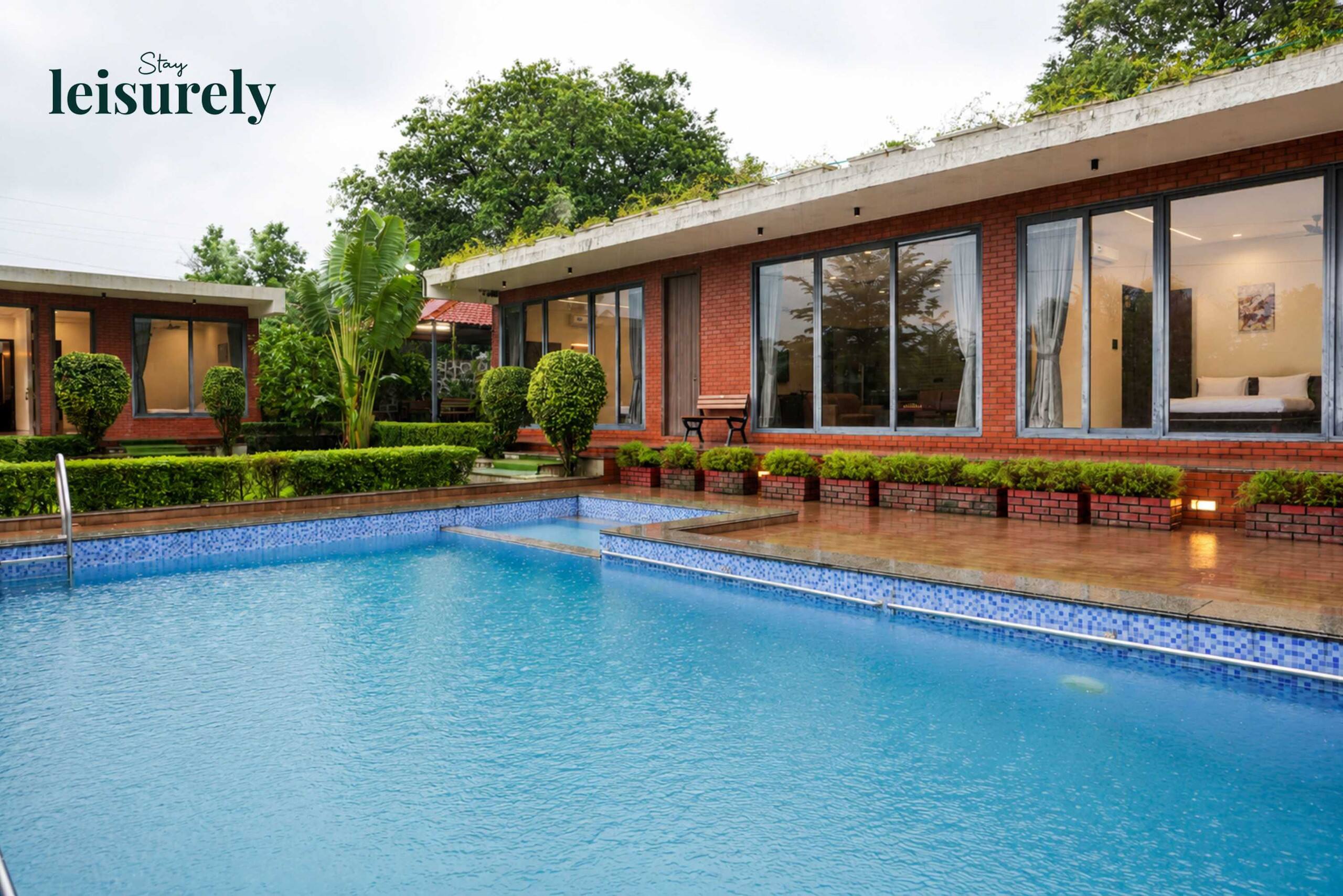 StayLeisurely Brick Villa at Kalash Farm Karjat - Tap to explore photos