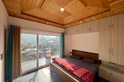 Stylish room in a home with scenic views