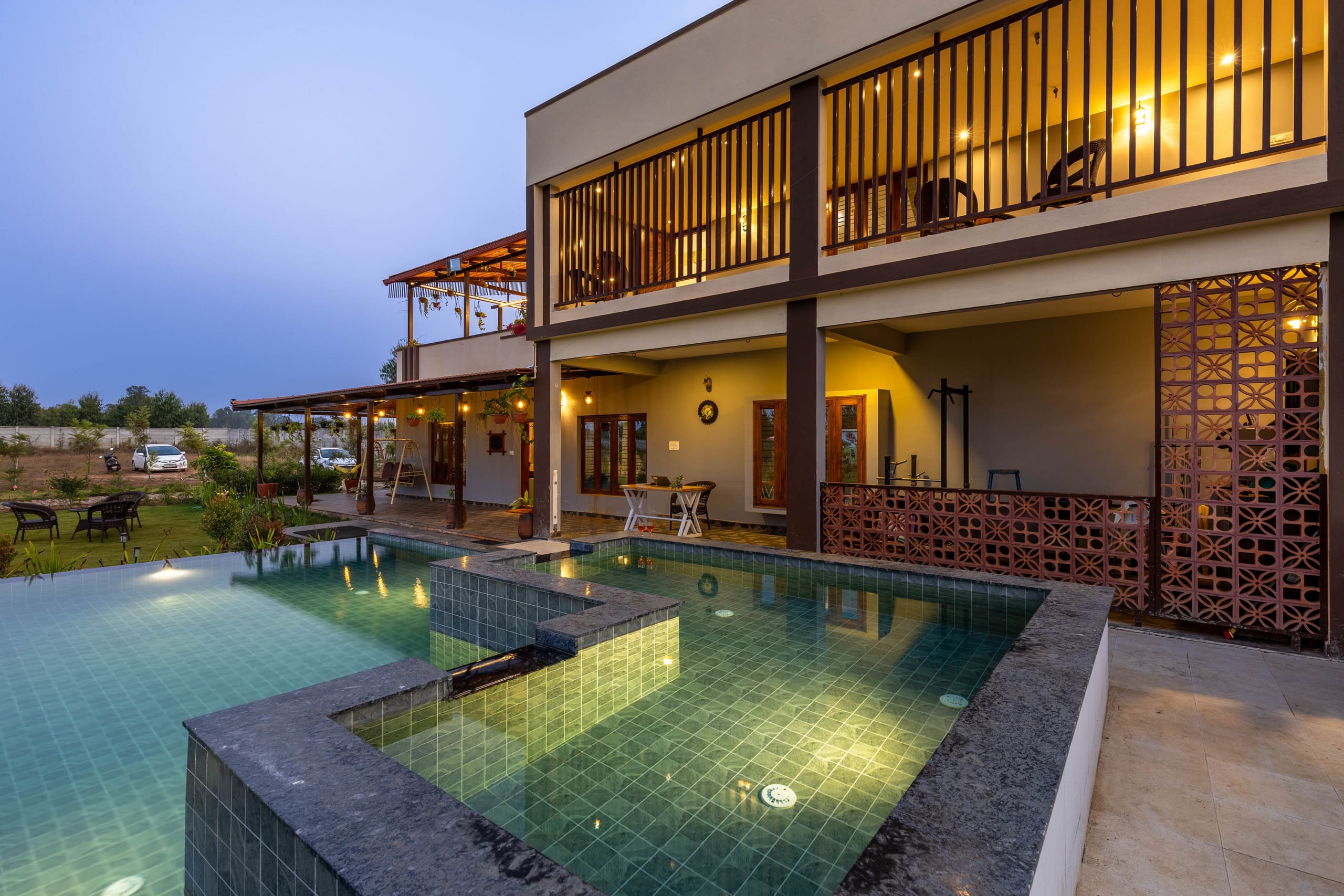 Blue Mirage Villa by StayJade| Pool & Jacuzzi | Bangalore - Tap to explore photos