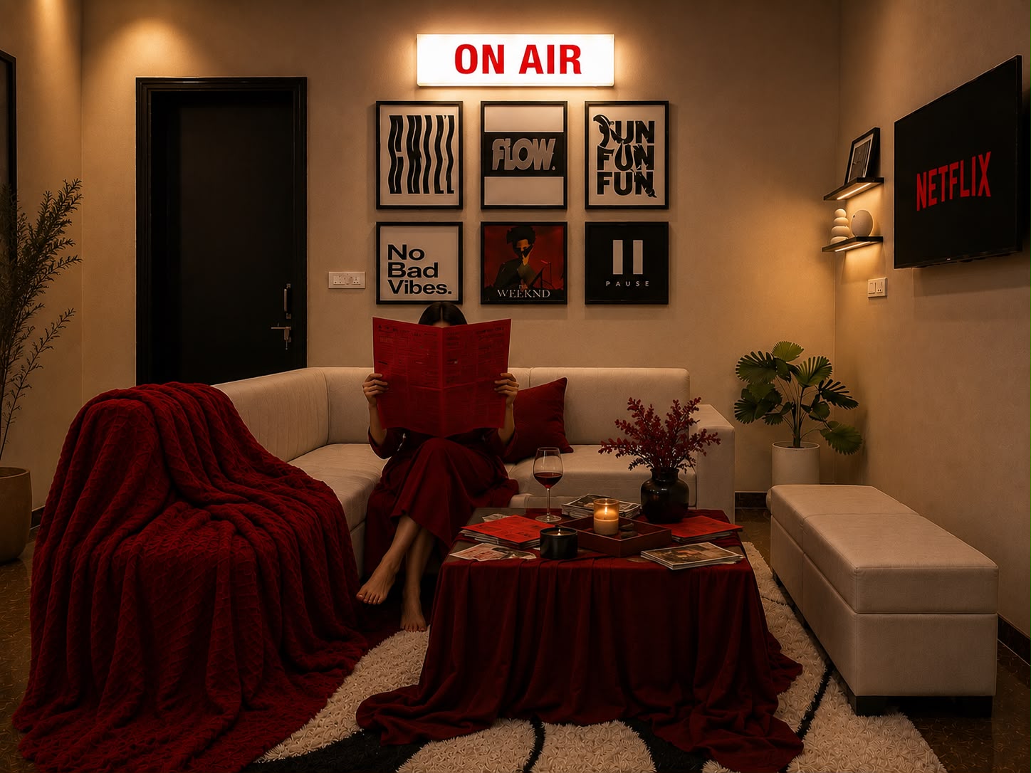 Let'stay - The Scarlet House | Premium 2BHK | Netflix - Tap to explore photos