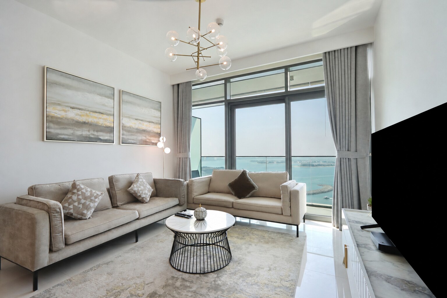 ELIVAAS Curated 2BR | Full Panoramic Sea View and Beach Access - Tap to explore photos
