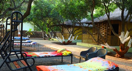 Radhe Farm (200m from Devaliya park) Room Type - Bamboo cottage With Air Cooler & Private Seating