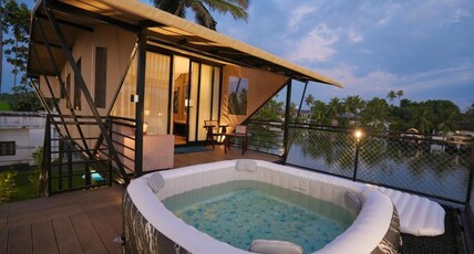 RiverBells Backwater Glamping Alleppey Room Type - Aqua Glamping - River View with Jacuzzi and Hammock