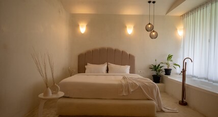 Nomads Resort Luxury Bathtub Suits and Private Pool Room Type - Mykonos Themed Room with Bathtub