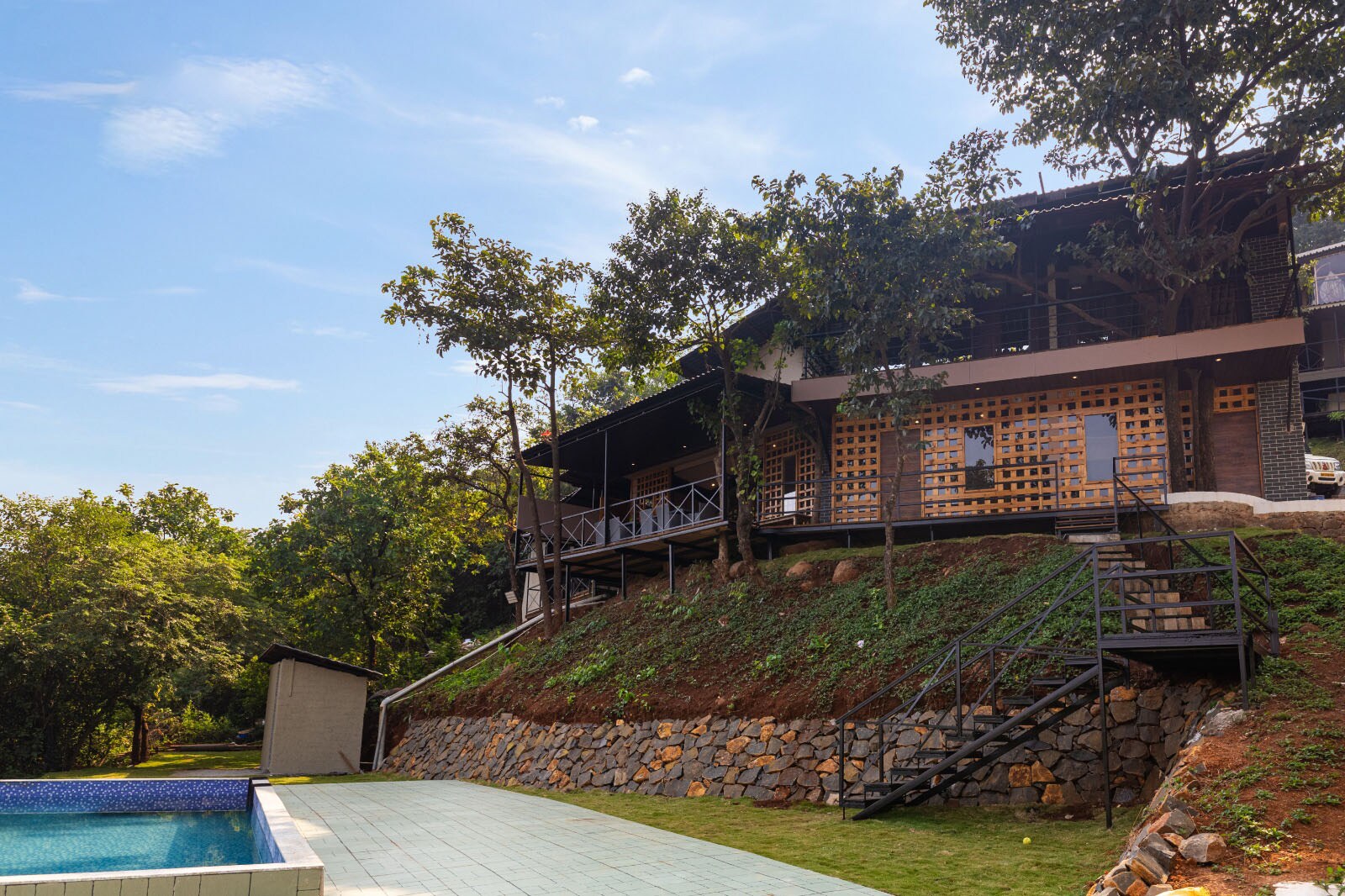 The Woodland Castle 4bhk with private pool Pawna Lake Lonavala By The Explorer Stays - Tap to explore photos