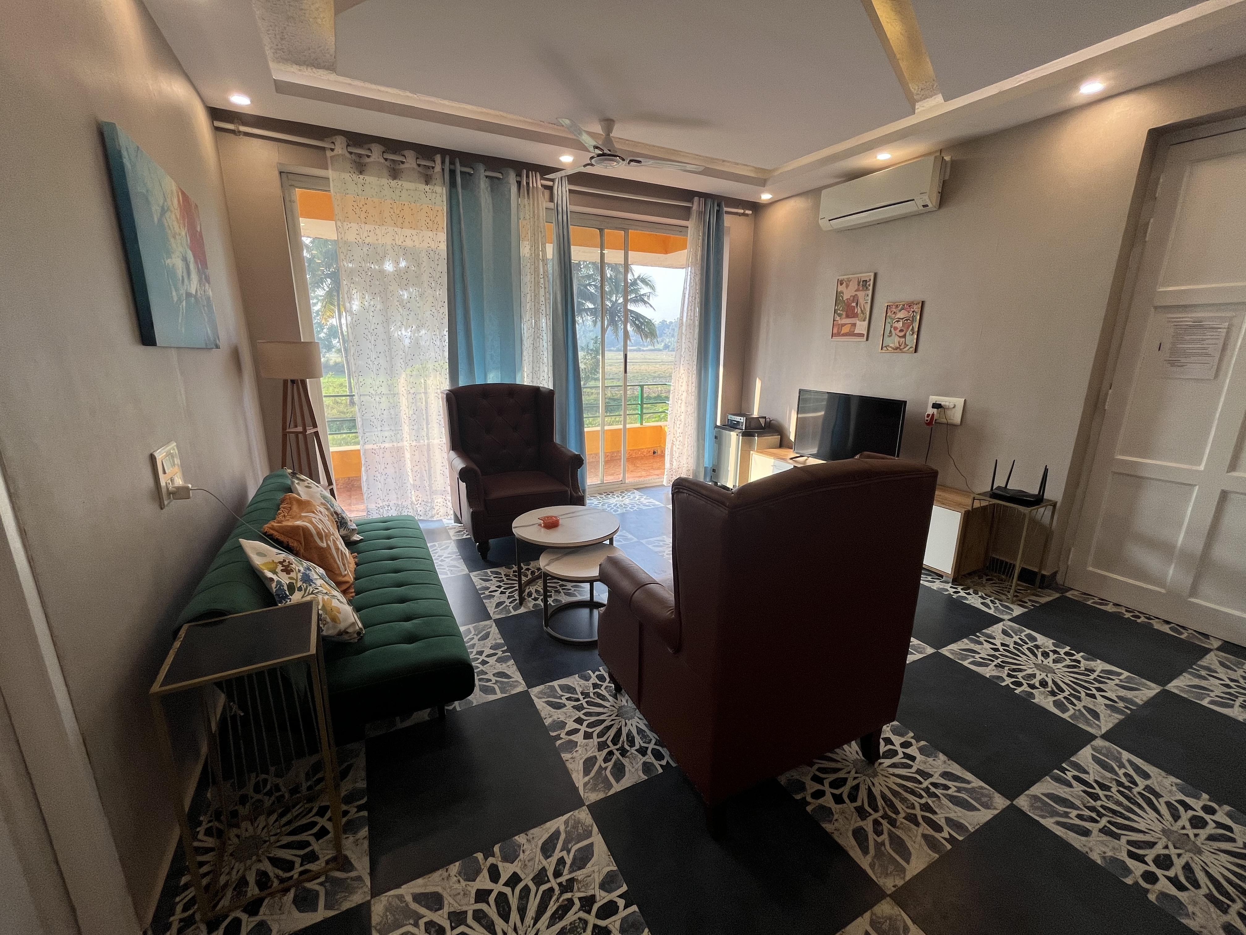 Sandy toes 2 bhk facing paddy field pool available and walking distance to beach - Tap to explore photos