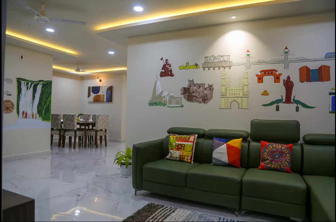 Deccan Stays Cozy 3 BHK AC Home Wipro circle - Tap to explore photos