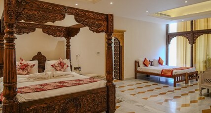 Fort Dadhikar, Alwar Room Type - Heritage Premium Suite Room with Jacuzzi Double Beds Quad Sharing Fort Dadhikar, Alwar Room Type - Heritage Premium Suite Room with Jacuzzi Double Beds Quad Sharing
