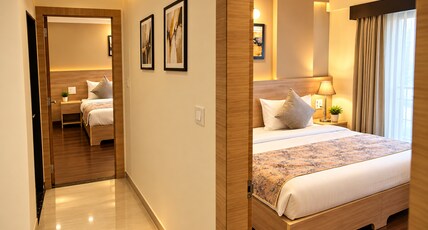 Starlit Suites Shirdi Room Type - Deluxe Two Bedroom Suite with Kitchenette Living Area and Balcony Starlit Suites Shirdi Room Type - Deluxe Two Bedroom Suite with Kitchenette Living Area and Balcony