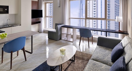 Movenpick Hotel Downtown Dubai Room Type - One Bedroom Apartment - Burj Khalifa view Movenpick Hotel Downtown Dubai Room Type - One Bedroom Apartment - Burj Khalifa view