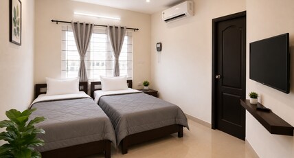 Z Express Darshan Room Type - Deluxe Twin |1 BHK | Free AC & WiFi