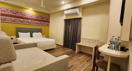 Shamuka Hotel (1 minute walk from Beach) Room Type - Family Room with Sofa Cum Bed.