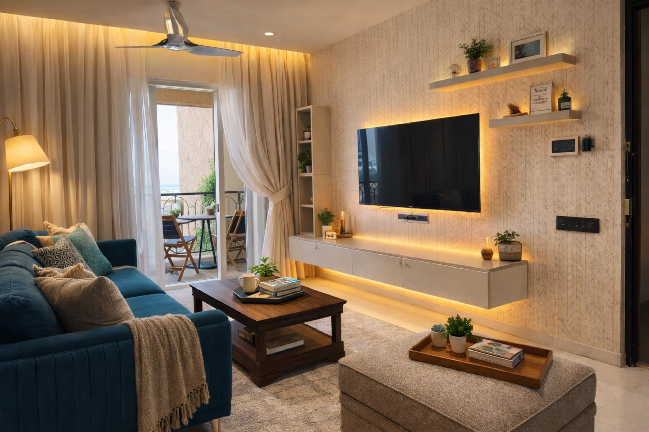 Chic Luxurious 2 BHK Flat Near Magarpatta - Tap to explore photos
