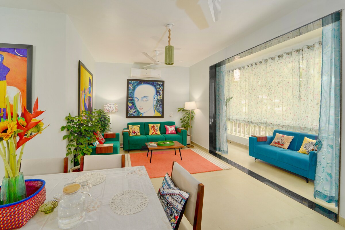 Stylish 2BHK w/ Glass Balcony | 5 Mins to Beach - Tap to explore photos