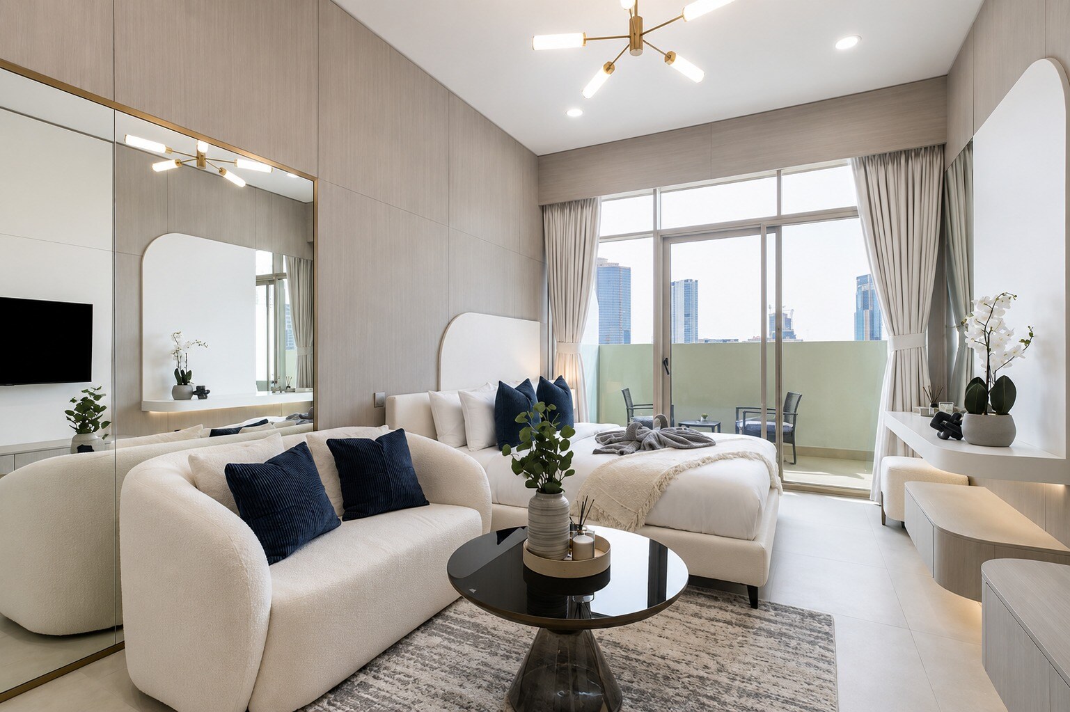 ELIVAAS Curated Elegant Designer Studio - Balcony | Rooftop Pool - Tap to explore photos