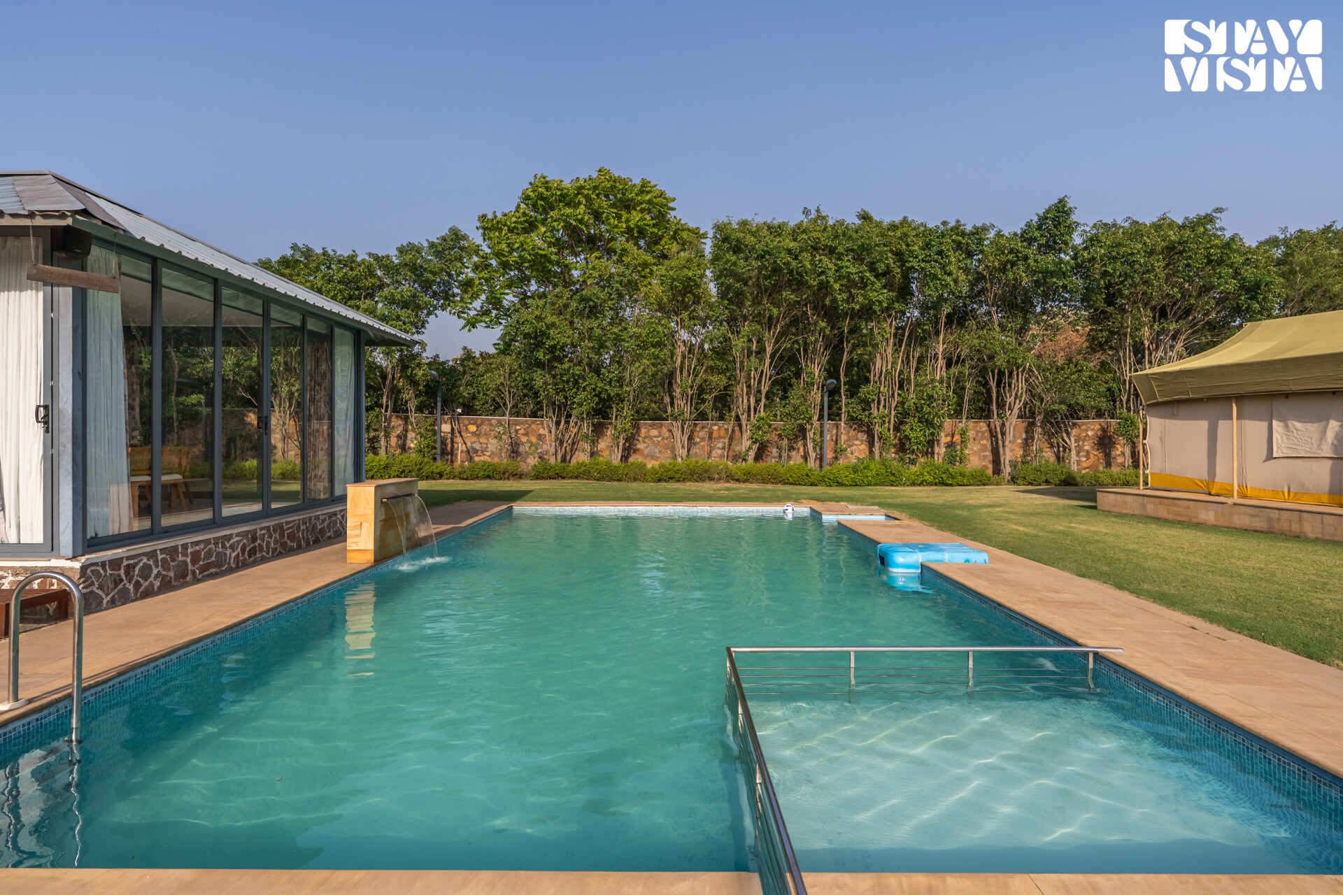 StayVista at Kaimalgarh Aravalli Estate with Pool & Lake view - Tap to explore photos
