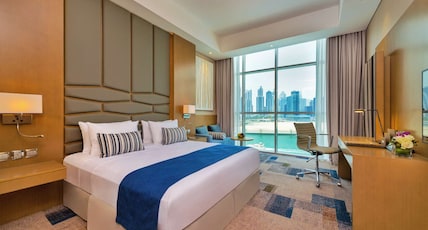 Canal Central Hotel Room Type - Deluxe Room Partial Dubai Canal view with free access to Hotel private beach at Palm Jumeirah Canal Central Hotel Room Type - Deluxe Room Partial Dubai Canal view with free access to Hotel private beach at Palm Jumeirah